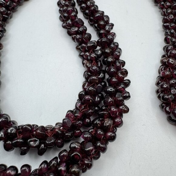 Stunning Natural Red Garnet Nugget Beaded Long Necklace 34" - Picture 8 of 11